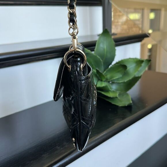 NWT Ann Taylor LOFT Black Quilted Patent Faux Leather Chain Shoulder Bag – NWT - Picture 5 of 9